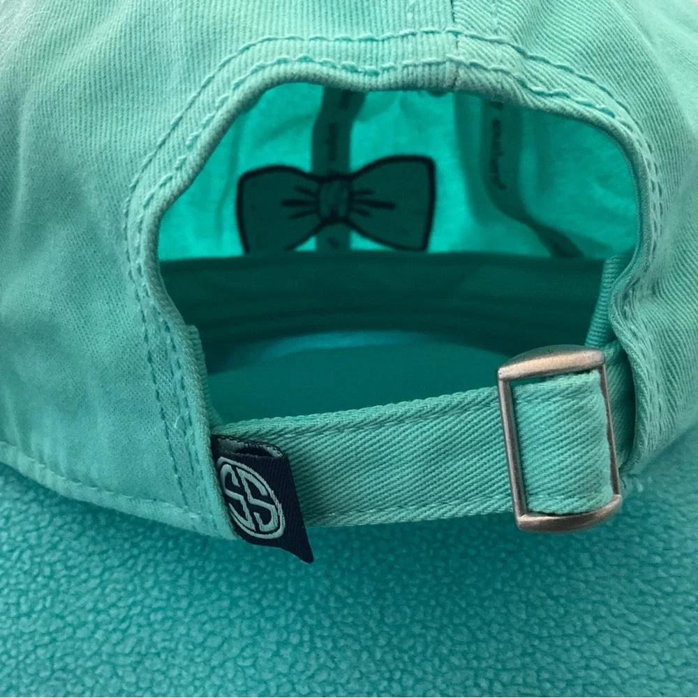 NWT Simply Southern Hat Cap Womens Ladies Adjustable Teal Pink Glitter Bow Tie - Picture 3 of 6